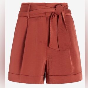 Express Super High Waisted Satin Tie Belt Tailored Shorts